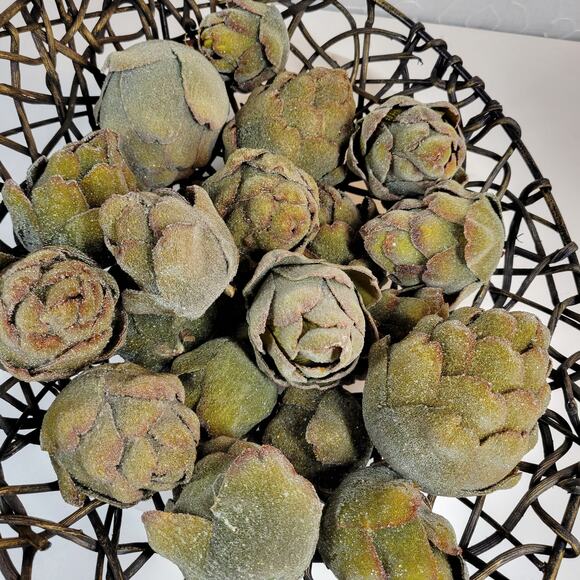 Vintage‎ Faux Artichokes Green Crystallized Farmhouse Kitchen Decor 21 pcs - Picture 11 of 11